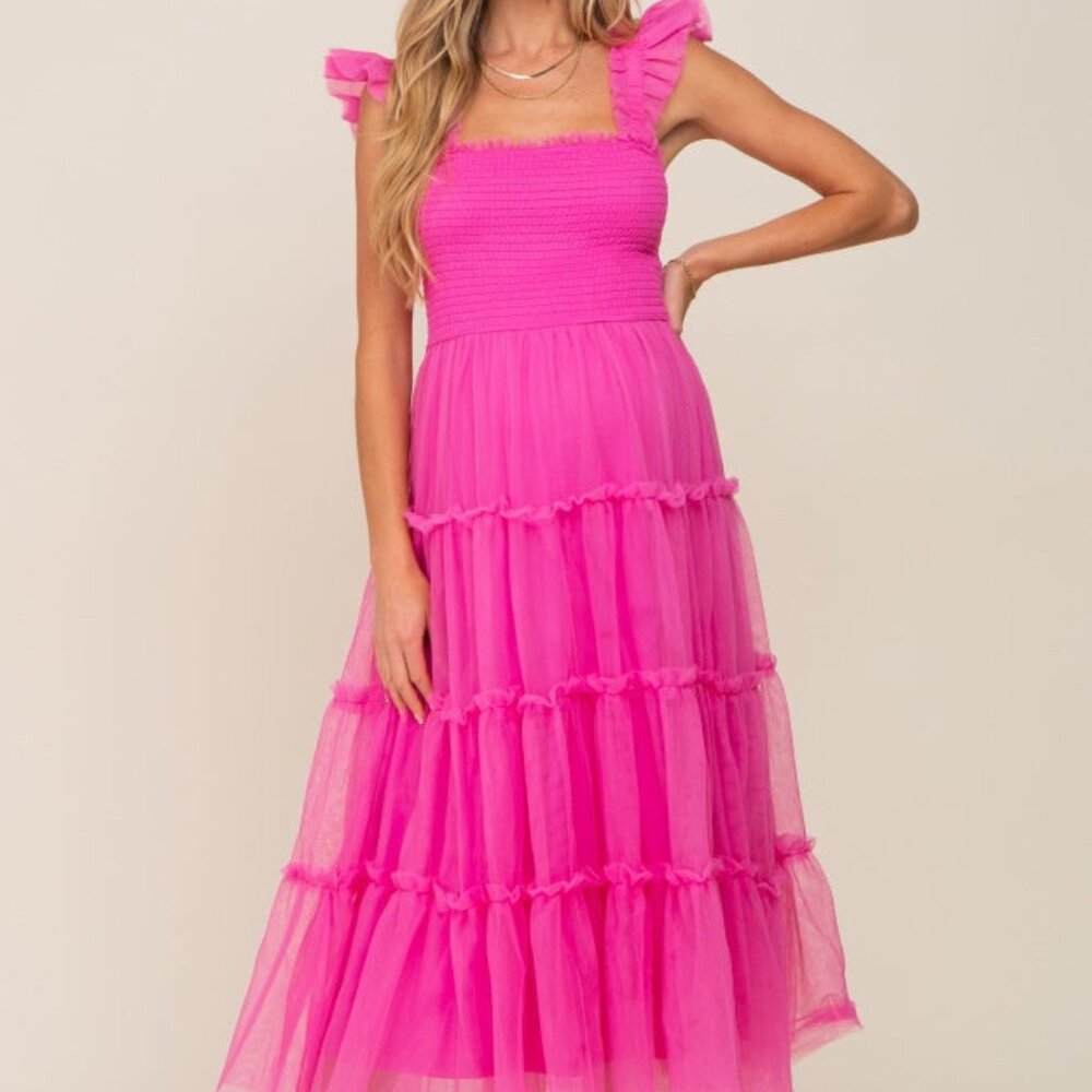 Pink blush fushia tulle dress size M